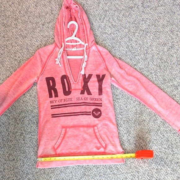 Roxy Women (Size M) Long  V-Neck Hoodie/Sweatshirt With Ravelled Drawstring Ties - Picture 13 of 16